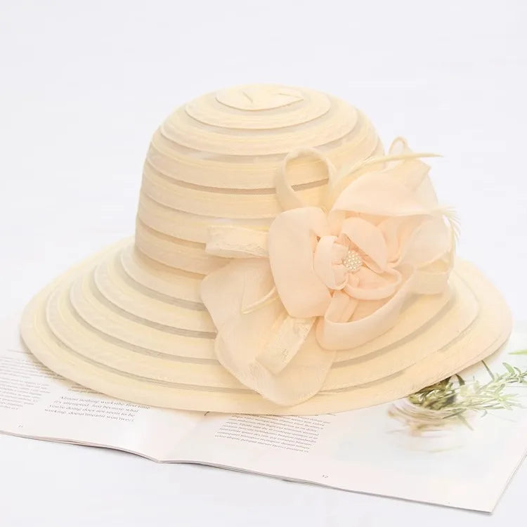 Fashionable versatile hats for women with big brim top hats flowers sun hats summer seaside sun hat