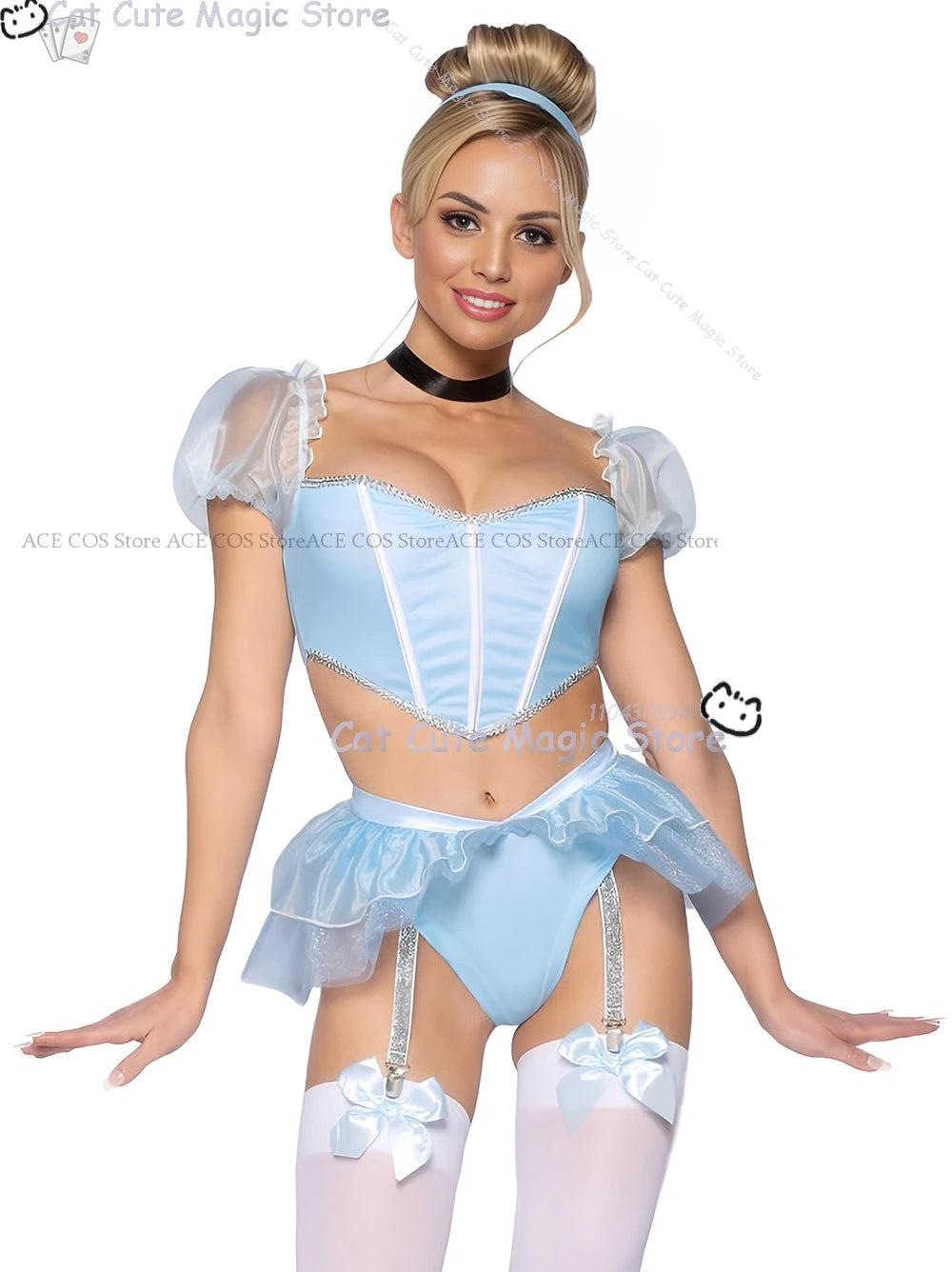 Adult Women fantasia Halloween Clothes Party Play Roleplay Cosplay Costume Sexy Blue Uniforms disfraz Princess Maid Lingerie