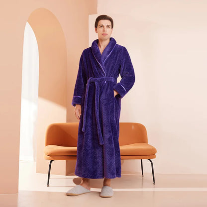 Thicken Flannel Women Long Robe Home Dress Autumn Winter Warm Couple Sleepwear Bathrobe Plush Coral Fleece Lounge Wear Negligee