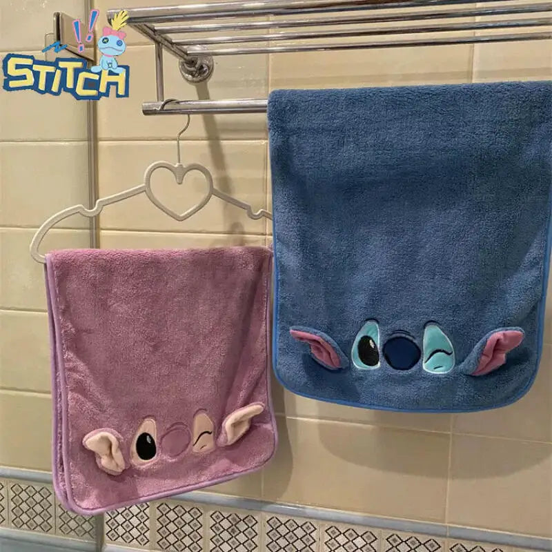 Stitch Towel Disney Cute Stitch Pattern Dry hair cap Towel Couple Cartoon Coral Velvet Soft Face Towel Holiday gifts Halloween