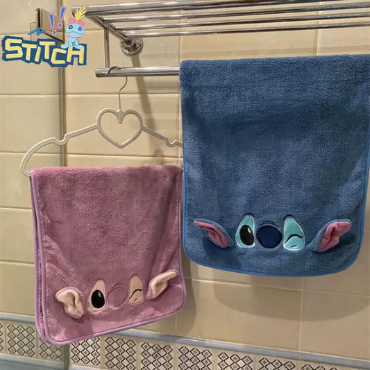 Stitch Towel Disney Cute Stitch Pattern Dry hair cap Towel Couple Cartoon Coral Velvet Soft Face Towel Holiday gifts Halloween