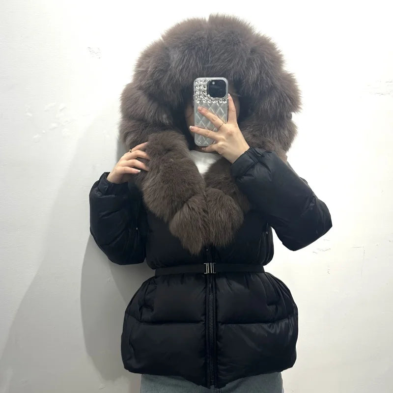 OFTBUY 2025 Winter Clothing Puffer Jacket Women Real Fox Fur Hooded Thick Warm 90% White Duck Down Coat Female Parkas Waterproof