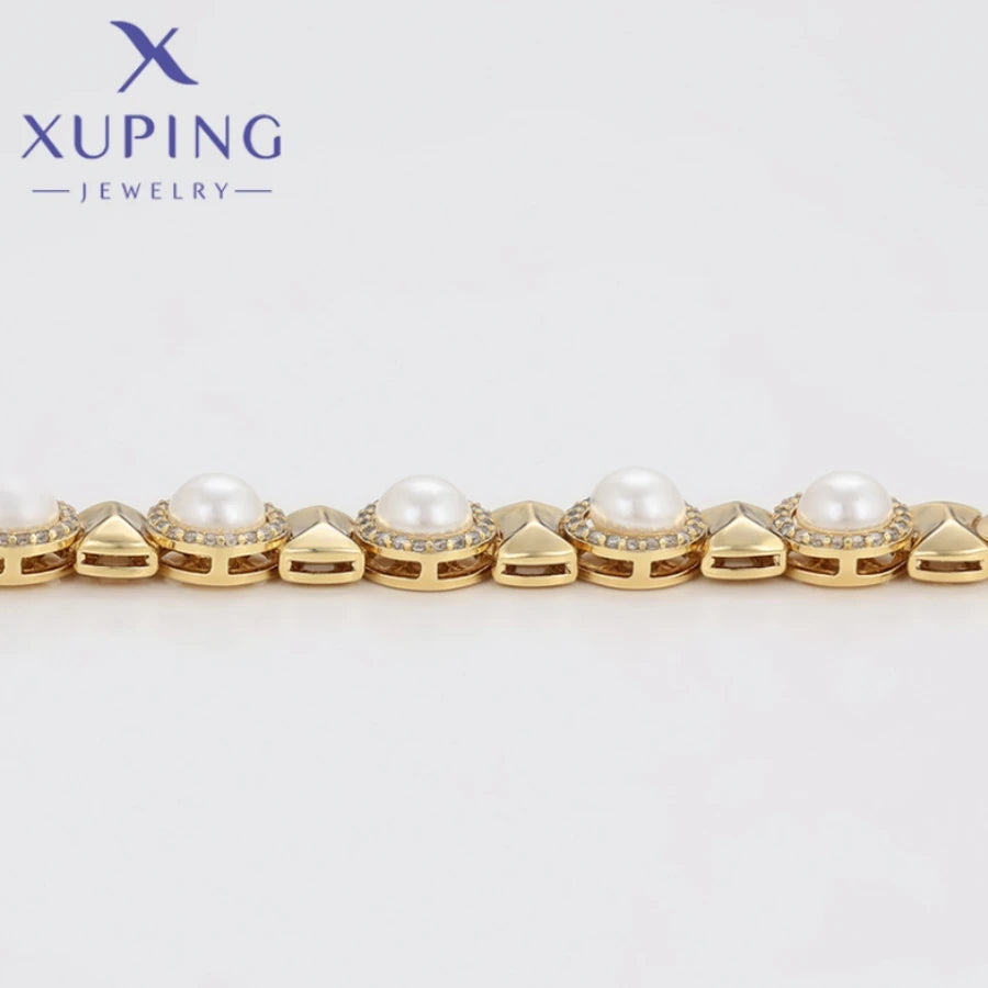 Xuping Jewelry Trendy Exquisite Elegant Geometry Shape Women's Bracelets Light Gold Color Birthday Christmas Gift X000838366