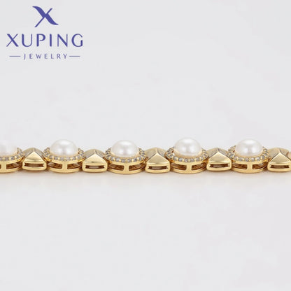 Xuping Jewelry Trendy Exquisite Elegant Geometry Shape Women's Bracelets Light Gold Color Birthday Christmas Gift X000838366