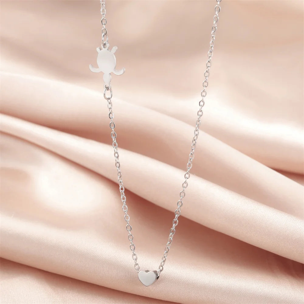 Delicate sea turtle pendant necklace for women with a charm on a silver chain