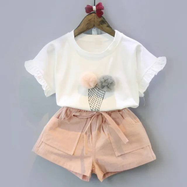 Melario Cotton Girls Clothing Sets Summer Vest Two Piece Sleeveless Children Sets Fashion Girls Clothes Suit Casual Dot Outfits