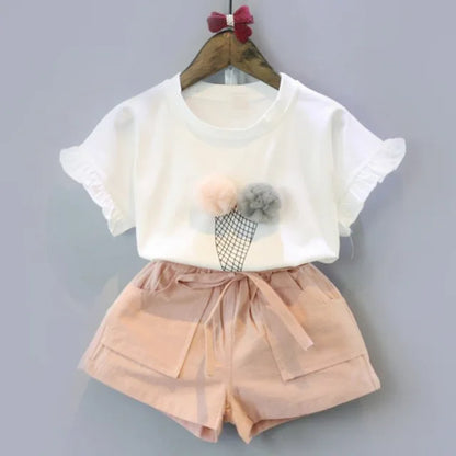 Melario Cotton Girls Clothing Sets Summer Vest Two Piece Sleeveless Children Sets Fashion Girls Clothes Suit Casual Dot Outfits