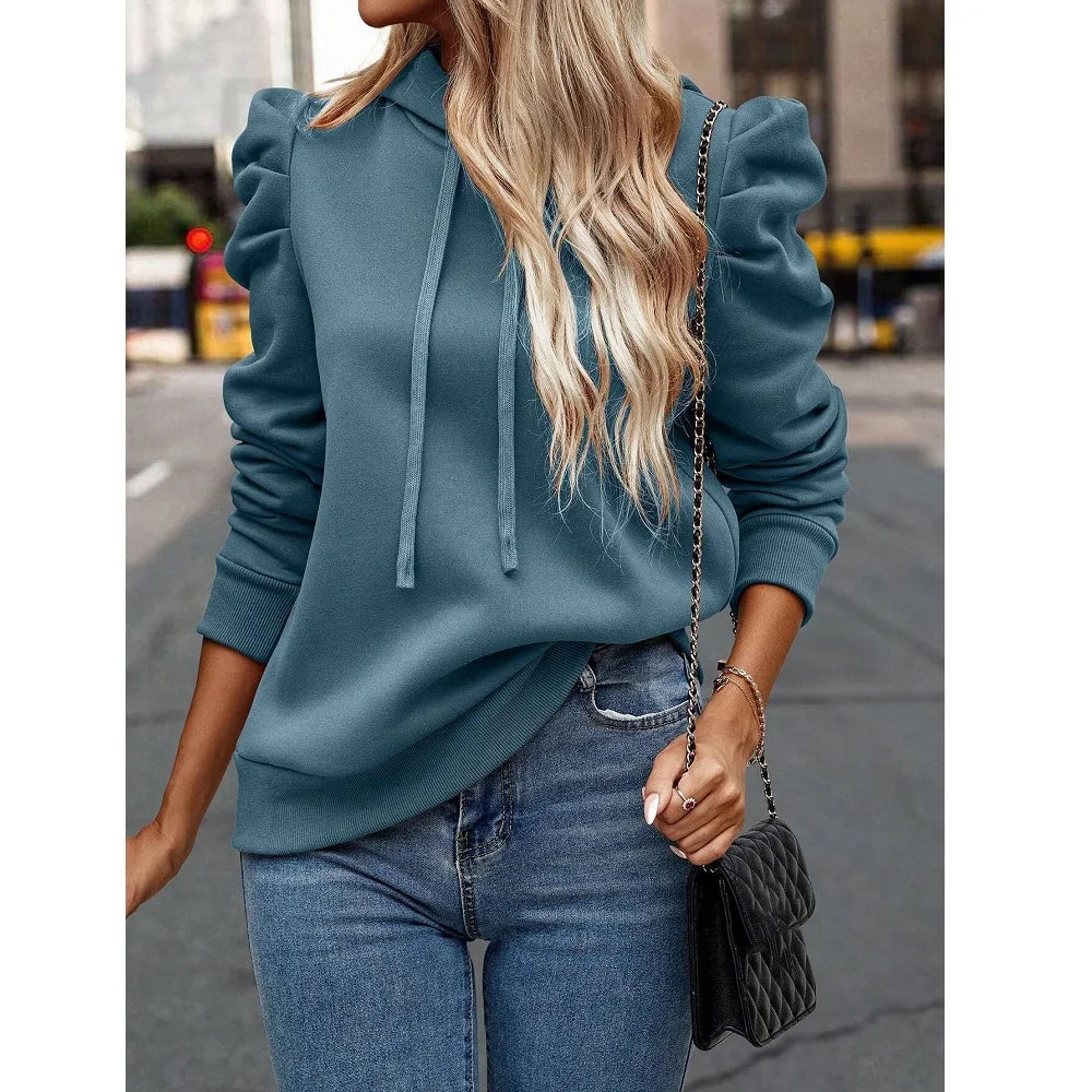 Autumn Winter Hoodies Sweatshirts Women Solid Color Long Sleeve   Casual Comfortable Pullovers Tops