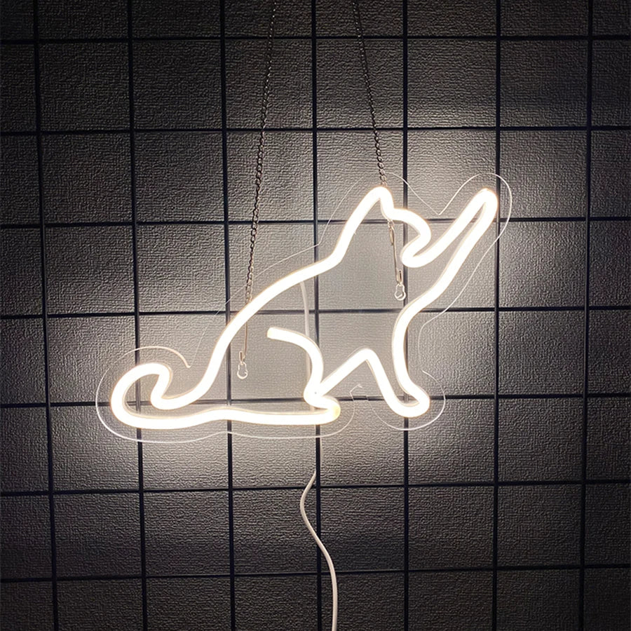 Cool Cat with Glasses Neon Sign for Wall Decor, Moon Cat USB  LED Neon Light Sign for Preppy Room Birthday Party Decoration