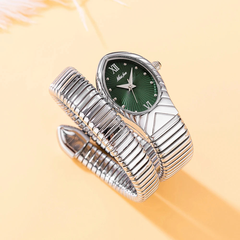 Top Brand MISSFOX Women's Watches New Quartz Snake Shape Simple Ladies Watch Fashion Unique Strap Waterproof Wristwatches