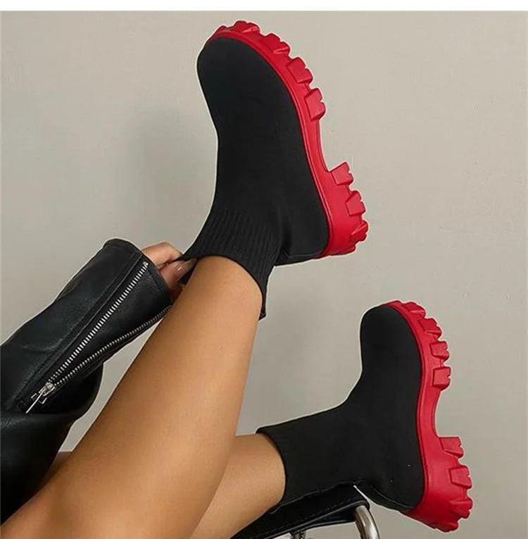Women Boots 2025 Platform Boots For Autumn Winter Shoes Slip On Platform Shoes Women Ankle Boots White Heels Short Botas Mujer