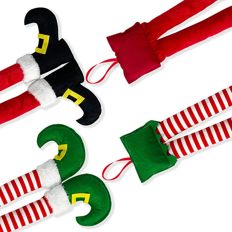 2024New Year Christmas Elf Santa Legs Car Accessories Christmas Decor For Home Xmas Tree Pendants Ornaments  HappyGifts