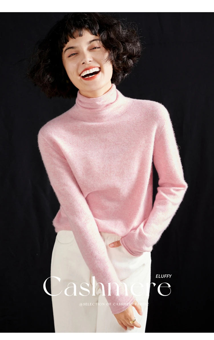 New Women's Cashmere Sweater 100% Pure Cashmere Knitted High Collar Hoodie Hot Selling Soft Solid Color Women's Top
