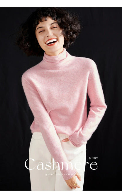 New Women's Cashmere Sweater 100% Pure Cashmere Knitted High Collar Hoodie Hot Selling Soft Solid Color Women's Top