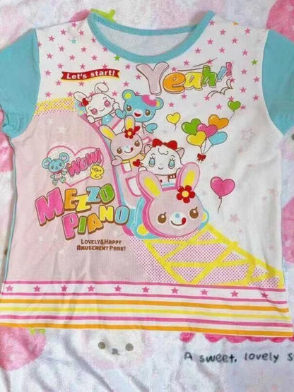 2026 Spring Japanese Cute T-shirts Women Casual Y2k Crop Top Kawaii Blouse and Mini Cake Skirts Outwear Lolita Vintage Tees Chic