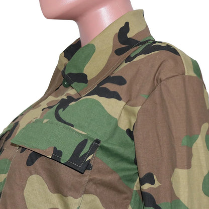 Women's Clothes Coats Casual Fashion Camouflage Print Large Pocket Lapel Long Sleeve Short Jacket for Women