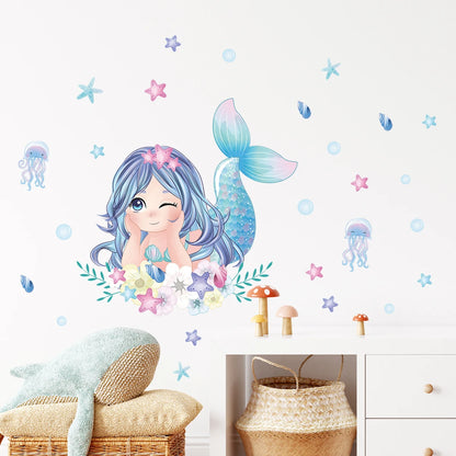 1Pc Cartoon Blue Light Glow Wall Stickers Kids Room Girls Room Decoration for Bedroom Children Living Room Decor for House