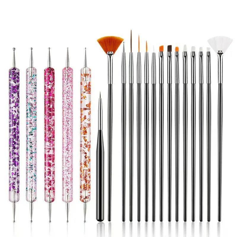 31-Piece UV Gel Nail Brush Set, UV Gel Nail Brushes, Including Dotting Brushes, Carving, Painting, and Gradient Brushes