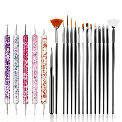 31-Piece UV Gel Nail Brush Set, UV Gel Nail Brushes, Including Dotting Brushes, Carving, Painting, and Gradient Brushes