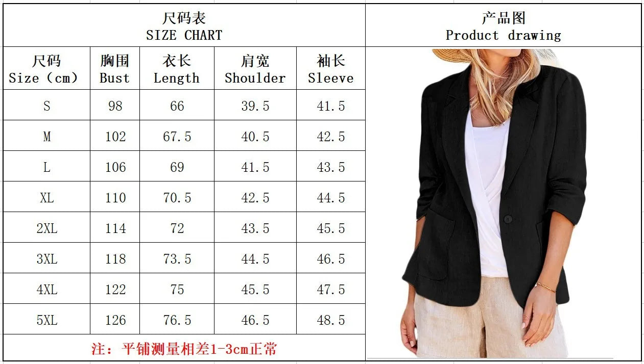 Autumn New Women's Coats Solid Color Fashionable Collar Loose Single Breasted With Pocket Seven Quarter Sleeve Jacket