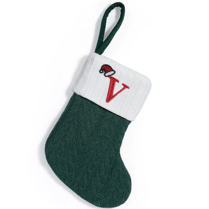 Christmas Letters Stocking Christmas Decor For Home 2024 Xmas Tree Pendant Gifts Green Snowflake Socks Christmas Party Decors