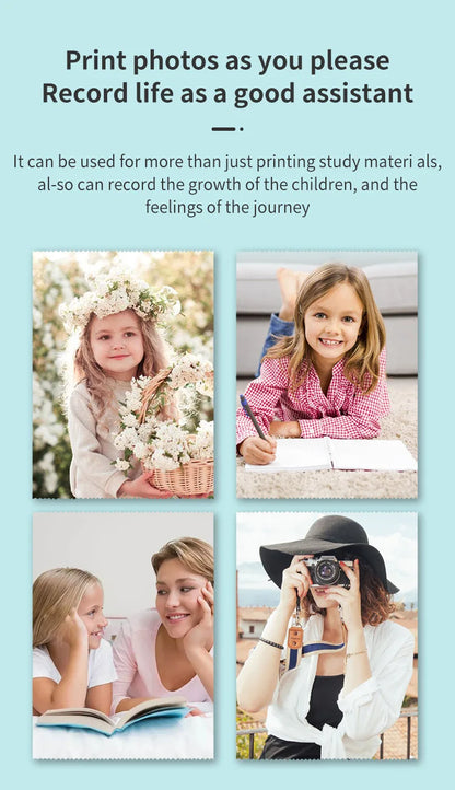 ZWN Portable Bluetooth Mini Printer Mobile Phone Photo Title Note Print Pocket Student Error Label Printer for Children's Gifts