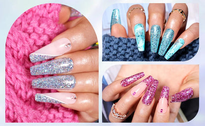 BORN PRETTY 7ml Glitter Gel Nail Polish Set Sparkly Shiny Gold Silver Pink Glitter Gel Polish Kit Winter Christmas Gift Box