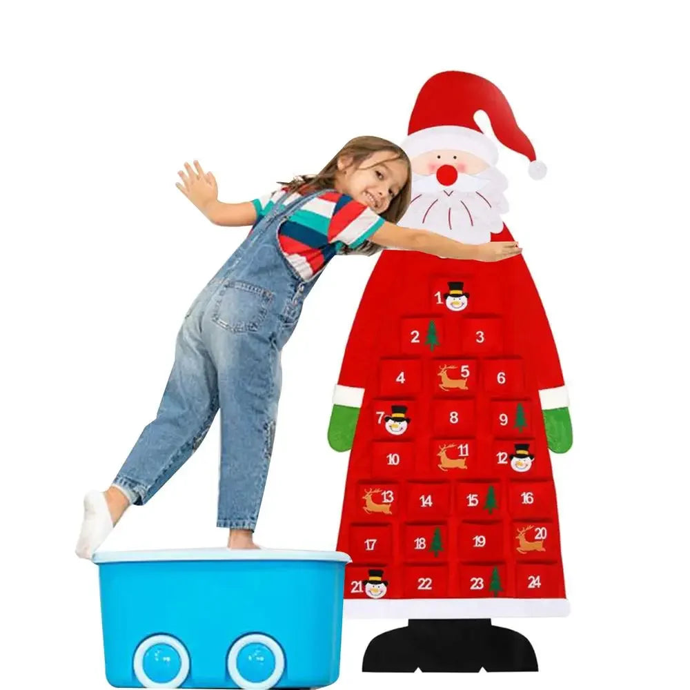 Christmas Felt Tree Advent Calendar Countdown Wall Hanging Festive Decorative Reusable Gift Santa Ornaments Party Decor Supplies