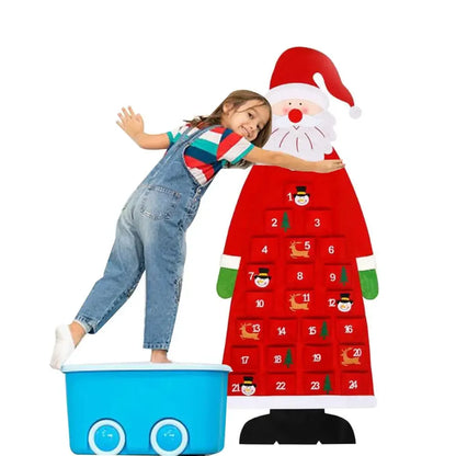 Christmas Felt Tree Advent Calendar Countdown Wall Hanging Festive Decorative Reusable Gift Santa Ornaments Party Decor Supplies