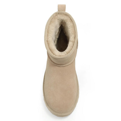 Evshine Winter Mini Snow Boots For Women Plush Lined Warm Suede Snow Boots Comfy Fuzzy Boots Fur Home Ankle Boots Lady Snow Boot