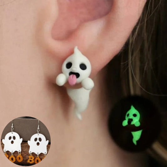 EtherealBe Halloween ghost earrings for women with glowing effect and playful design