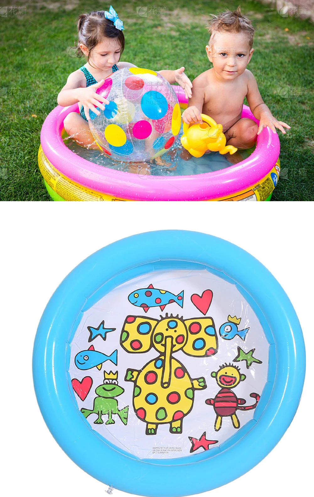 1PC 65X65CM 2024Baby Swimming Pool Child Summer Kids Water Toys Inflatable Bath Tub Round Lovely Animal Printed Pool