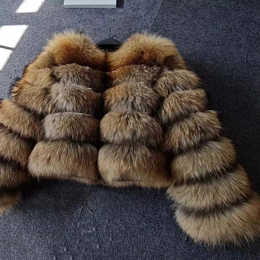 2024 Faux Raccoon Fur Coat Women Jacket Luxury Coat Women Winter Fluffy Jacket Thick Warm Furry Fur Outwear Faux Fur Coat
