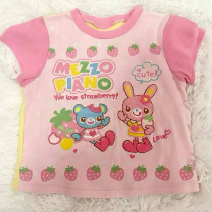 2026 Spring Japanese Cute T-shirts Women Casual Y2k Crop Top Kawaii Blouse and Mini Cake Skirts Outwear Lolita Vintage Tees Chic