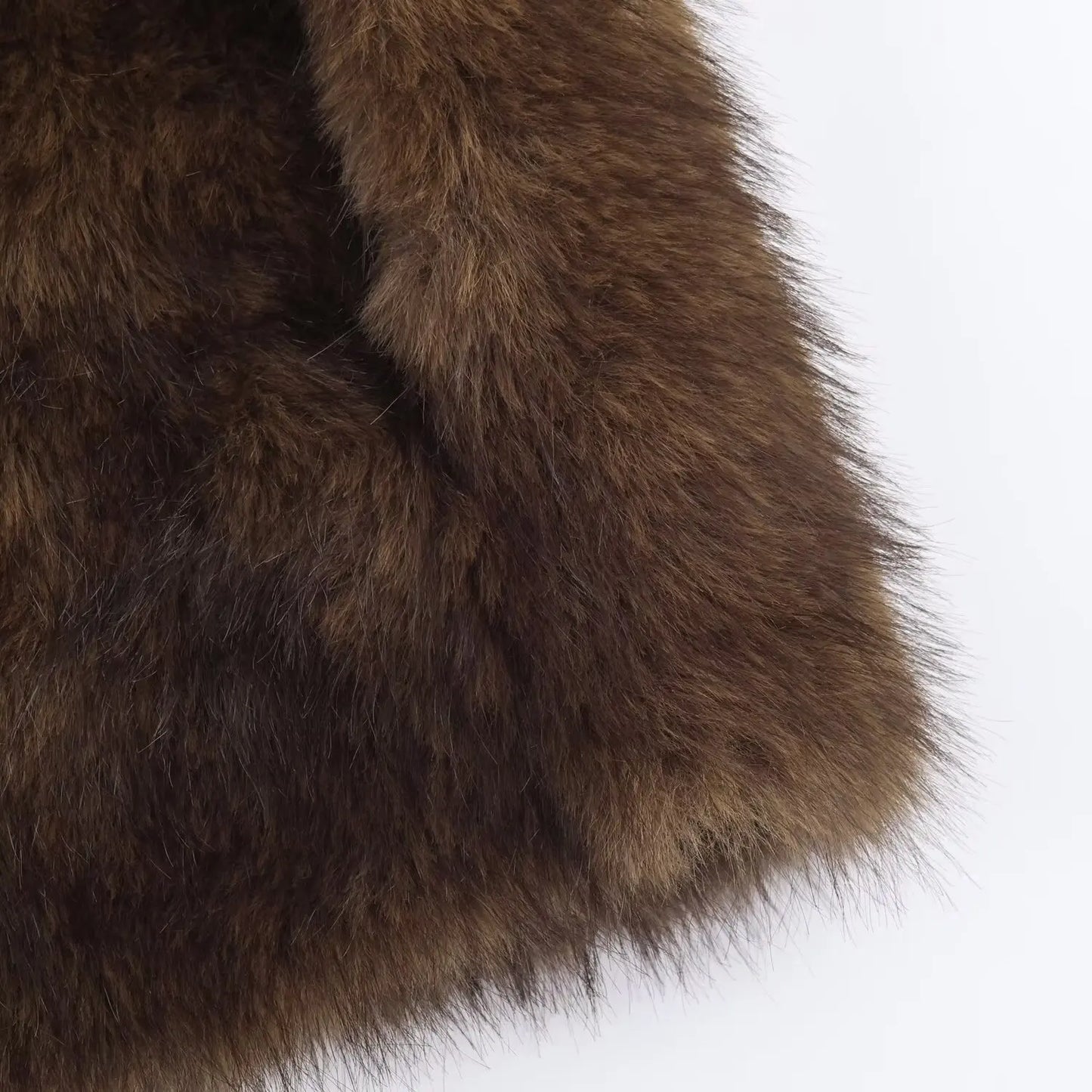 HH Winter Woman Elegant Casual Warm Coat Women Lapel Buttons Pocket Long Sleeves Outwear Reversible Faux Fur Effect Jacket