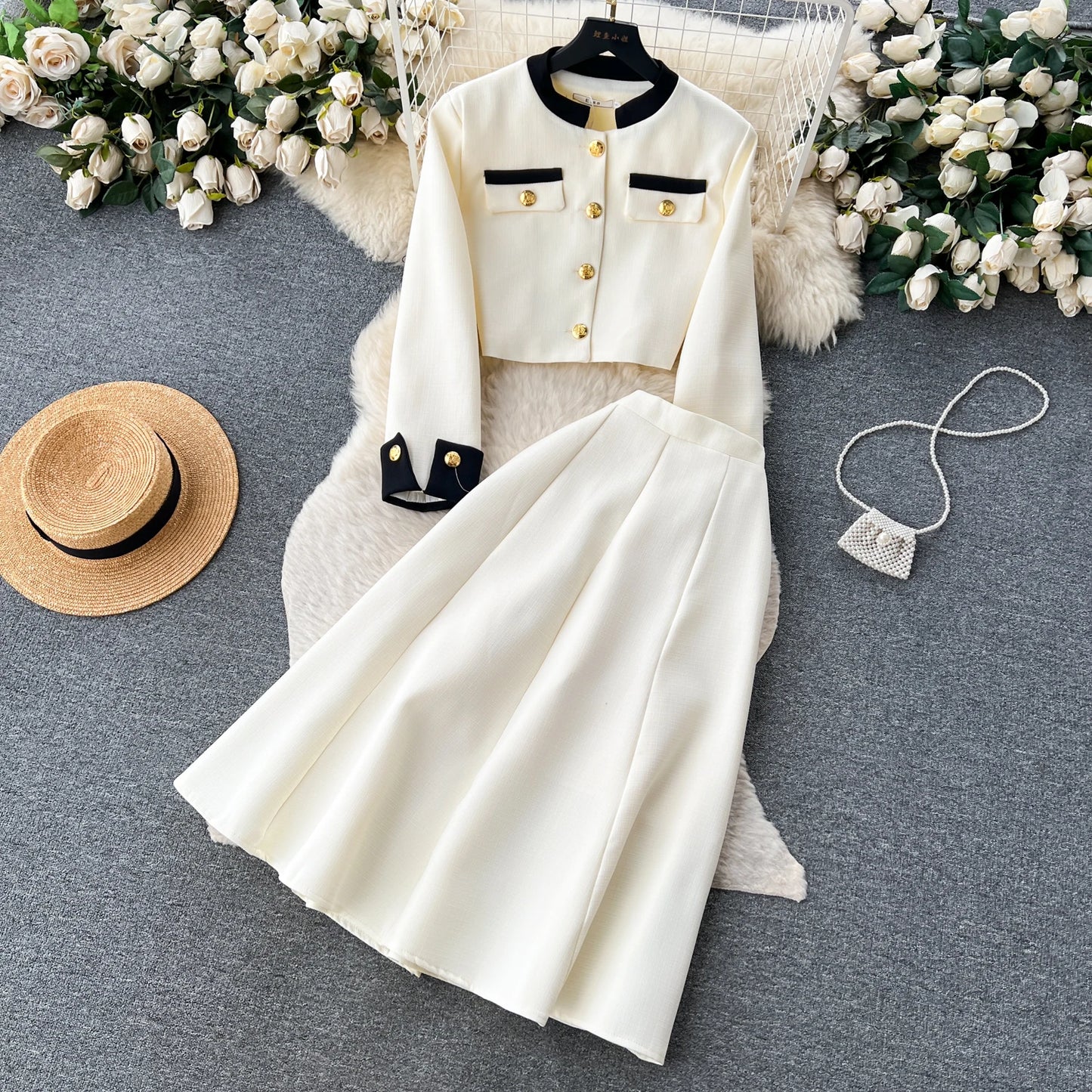 Women Two-Piece Sets Sexy Long Sleeve Single Breasted Top and High Waist Slim Skirt Korean Fashion Casual Autumn Winter Clothing