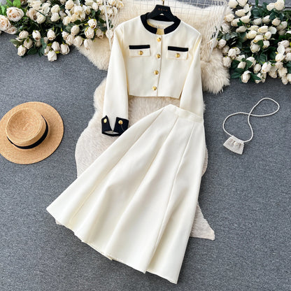 Women Two-Piece Sets Sexy Long Sleeve Single Breasted Top and High Waist Slim Skirt Korean Fashion Casual Autumn Winter Clothing