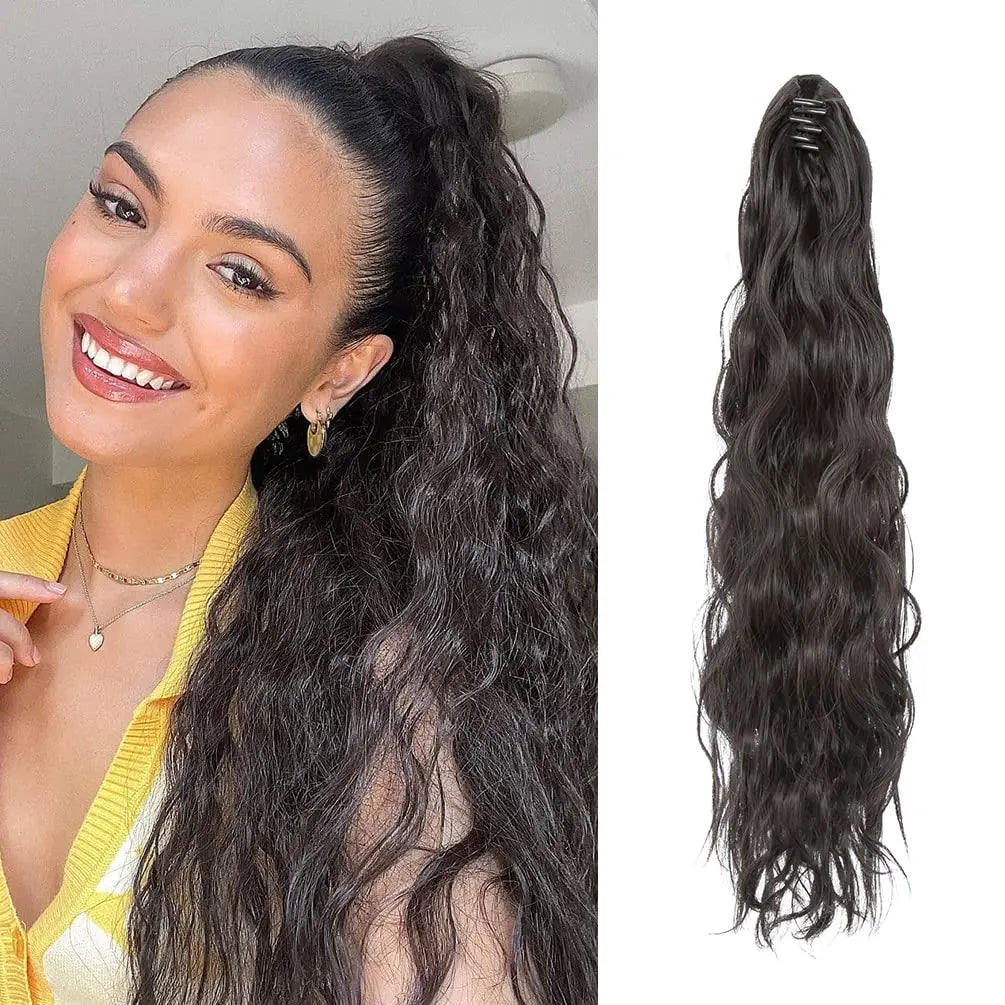 Ponytail Extension Claw Clip Hair Extensions Short Claw Ponytail Wavy Curly Clip In Ponytails Hairpiece for Women Christmas