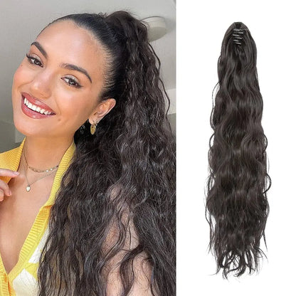 Ponytail Extension Claw Clip Hair Extensions Short Claw Ponytail Wavy Curly Clip In Ponytails Hairpiece for Women Christmas