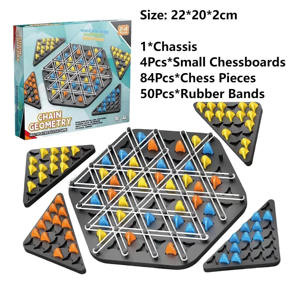 Geometry Chain Chess Puzzle Triangle Chess Family Desktop Game Educational Brain Teaser Strategy Game Logic Toy for Kids Adults