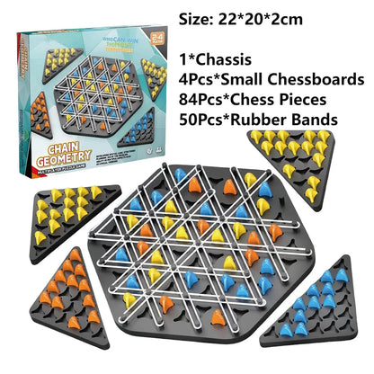 Geometry Chain Chess Puzzle Triangle Chess Family Desktop Game Educational Brain Teaser Strategy Game Logic Toy for Kids Adults