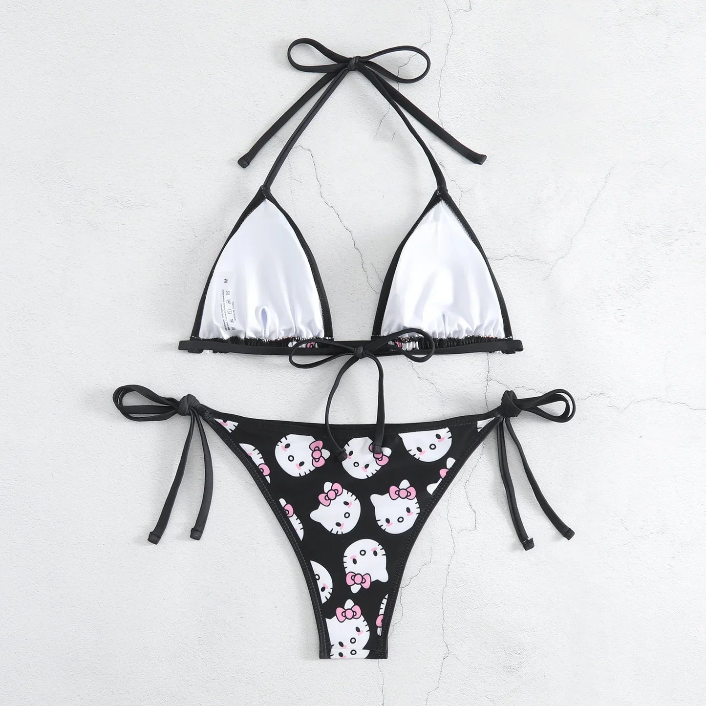 Hello Kitty Bikinis Set Kawaii Y2K Summer 2024 New Women Swimsuit Beach Strappy Panties Sexy Swimwear for Girl