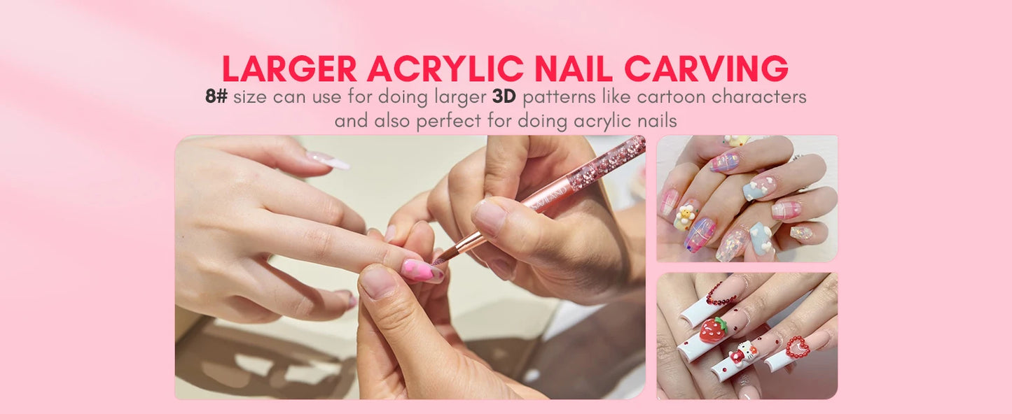 Saviland 7pcs Acrylic Nail Brush Set Size4/6/8/10/12/14/16 Acrylic Brushes for Acrylic Application Acrylic Powder Nail Art