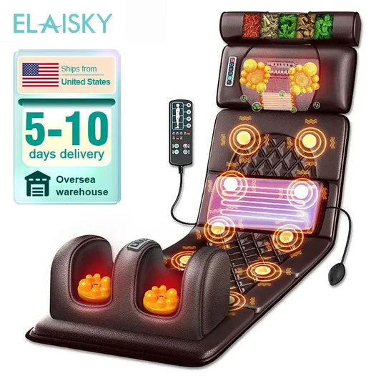From USA Electric Massage Mattress Vibrating Heating Infrared Massager Cushion For Neck Back Foot Full Body Pain Stress Relief