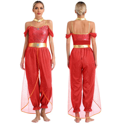 Festival Arabian Princess Costumes Indian Dance Embroider Bollywood Jasmines Costume Party Halloween Cosplay Jasmines Outfit