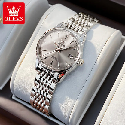 OLEVS 6635 Elegant Women's Watches Simple Fashion Automatic Mechanical Wristwatch for Lady Waterproof Luminous Date Gift Box