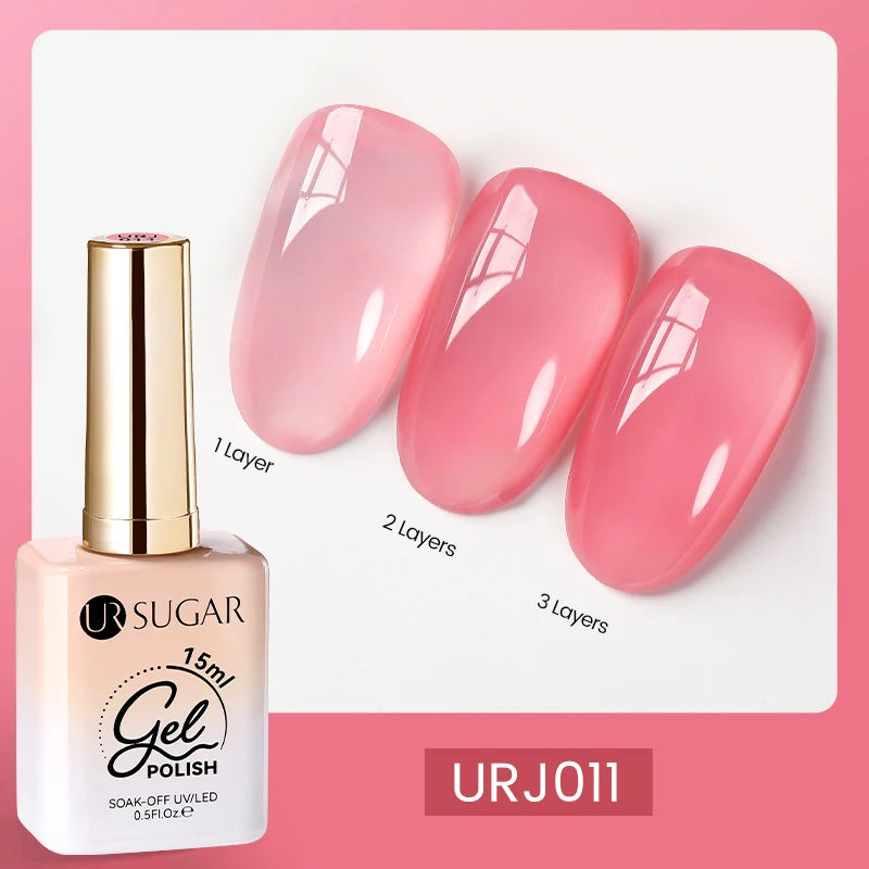 UR SUGAR 15ml Blood Red Jelly Gel Nail Polish Translucent Color Crystal Nude Gel Nail Art Varnish For Fall Winter Manicure