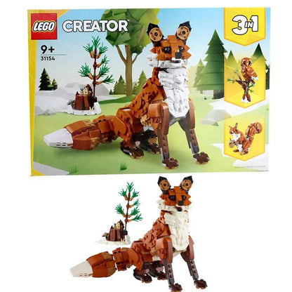 LEGO 31154 Creator 3 in 1 Forest Animals: Red Fox Toy, Transforms to Owl Toy Figure or to Squirrel Toy, Woodland Figures Set