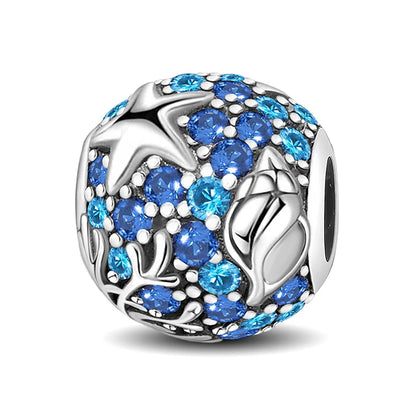 925 Sterling Silver Jellyfish Seahorse Blue Ocean Series Charms Beads Fit Diy Bracelet Making Gift of Fine Jewelry for Womens