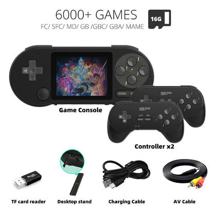DATA FROG SF2000 Portable Handheld Game Console 3 inch Retro Game Consoles Built-in 6000 Games Classic Mini Video Games for Kids